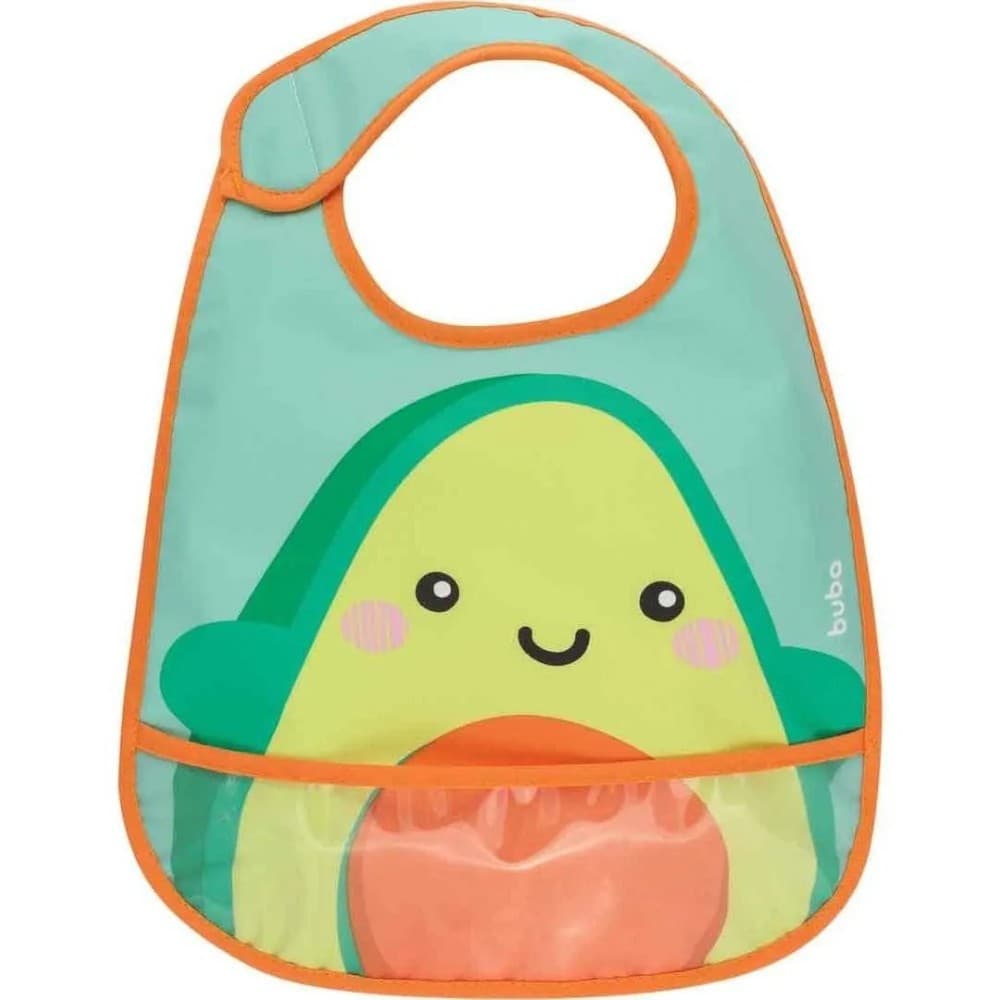 Babador Bebe Com Bolso Frutti Avocado Abacate Buba