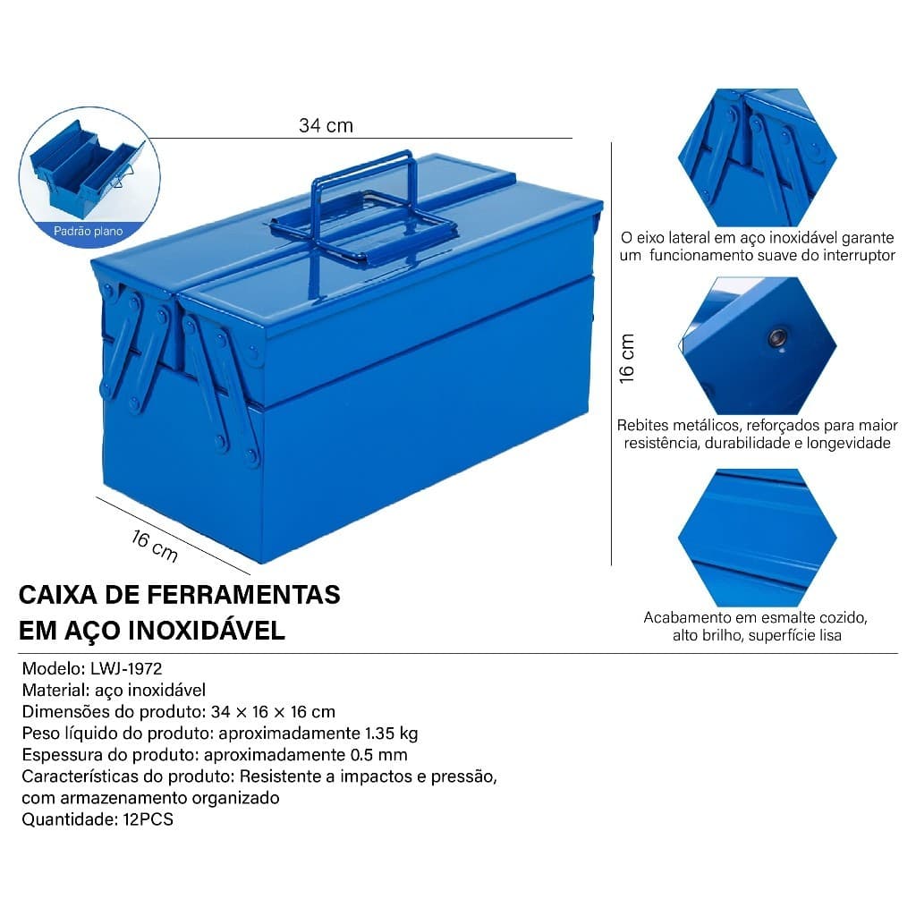 Caixa de Ferramentas Sanfonada com 3 ou 5 Gavetas