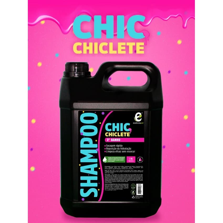 Shampoo Neutro Chic Chiclete Essência Pet 5L (para cães e gatos)