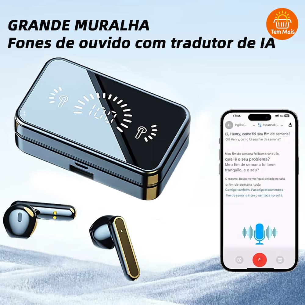 Fones Bluetooth Duplo S20 TWS Sem Fio com Microfone, Estéreo Binaural e Case de Suporte para Celular