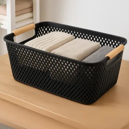Kit 3 Cestas Grandes Organizadoras de Plástico – Multiuso para Cozinha, Banheiro, Sala e Quarto