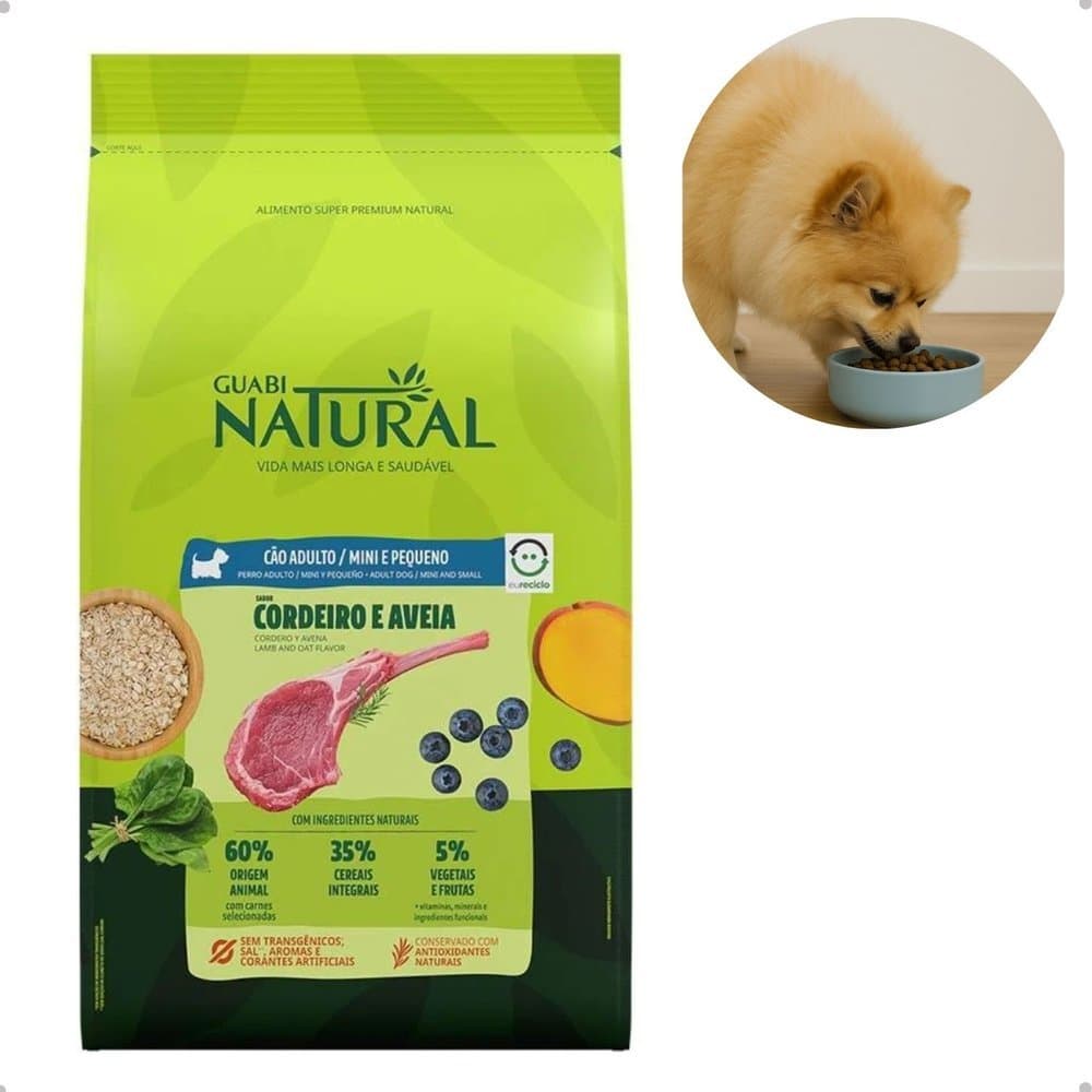 Ração Guabi Natural Cordeiro e Aveia para Cães Adultos Raças Mini e Pequena 1kg