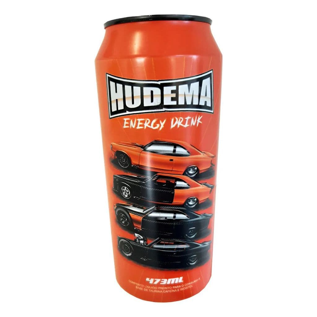 Energético Hudema Energy Drink 473 ml Edição Limitada Lata Laranja 4 Opalas