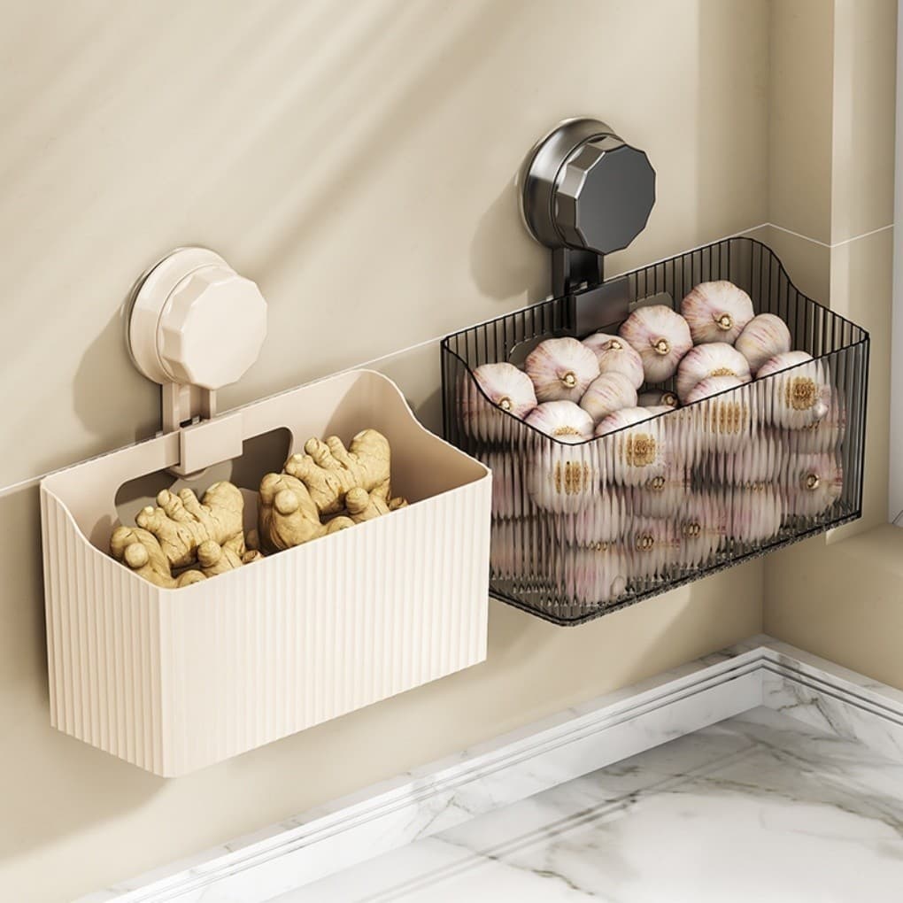 Organizador de Parede com Ventosa – Cesto Multiuso para Temperos, uso para cozinha