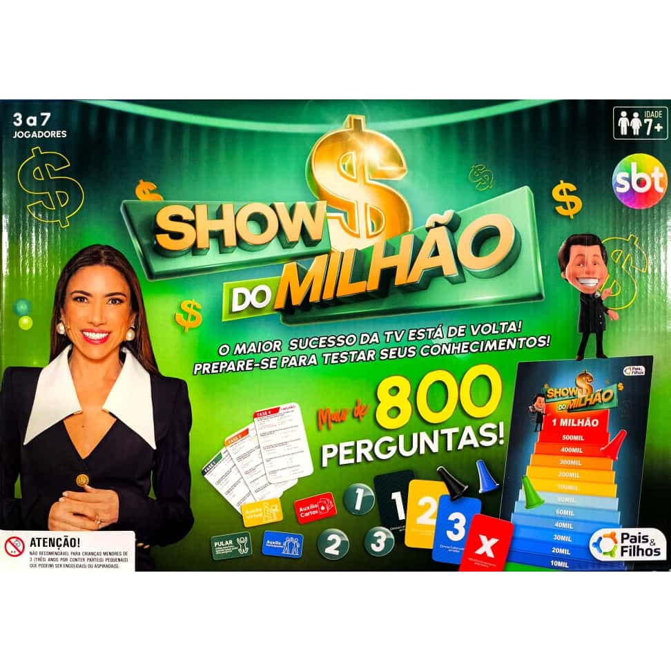 Show do Milhão Jogo de Tabuleiro com Mais de 800 Perguntas Para Toda a Família Pais & Filhos