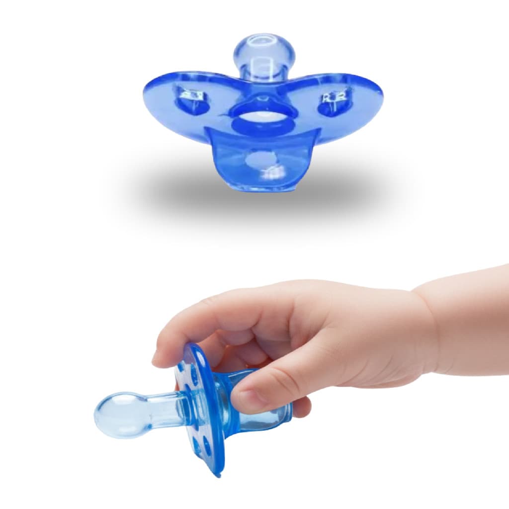 2 Chupeta Redonda Azul Tradicional Convencional Comum Neném Bebê Maternidade Chupetas