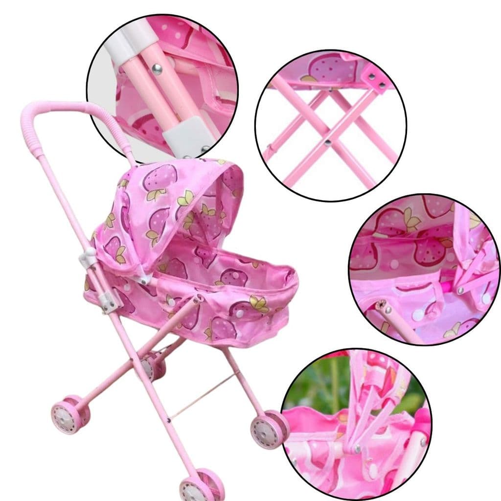 Mini Carrinho De Bebê Para Bonecas Reborn Passeio Realista Desmontável