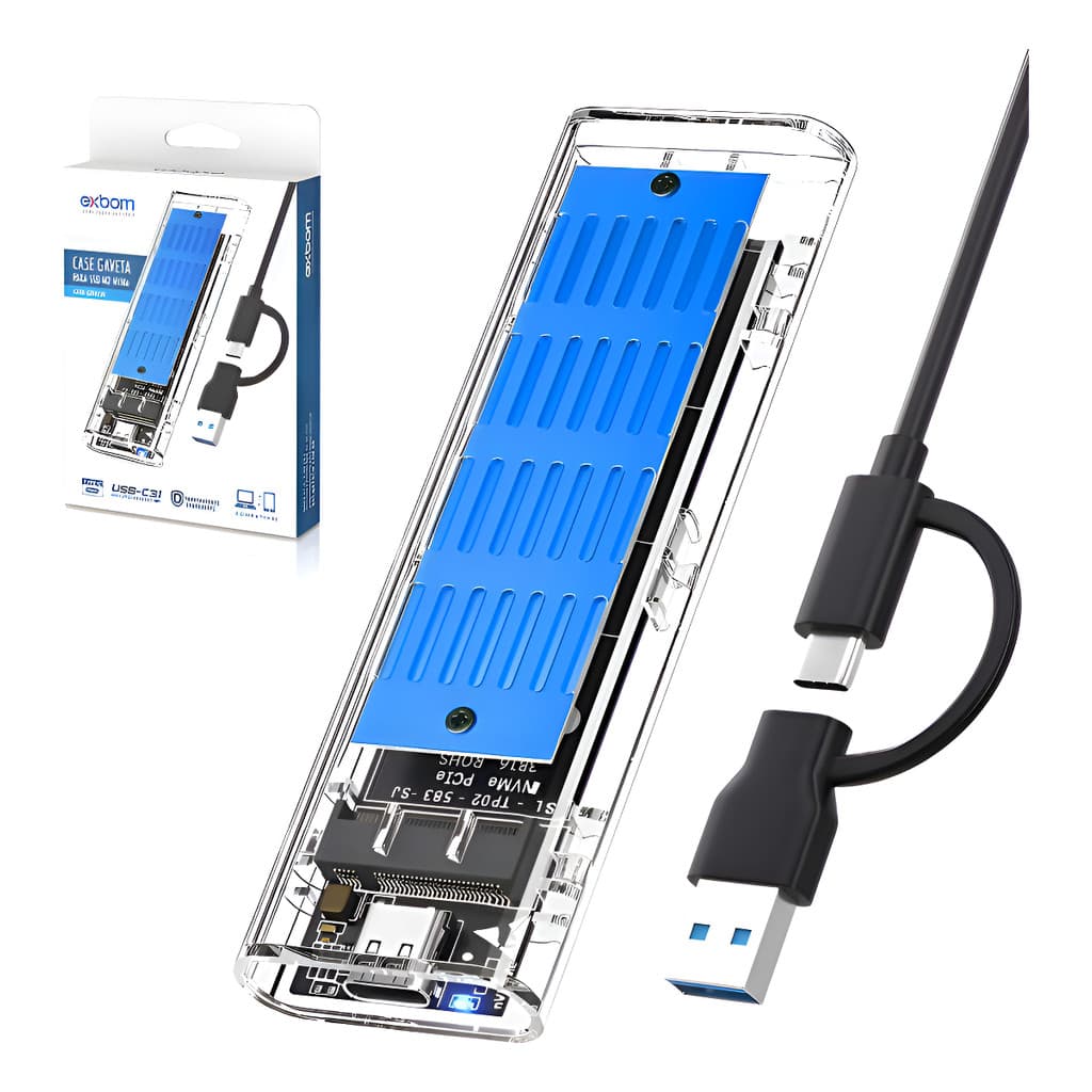 Case Externo Para Ssd M2 Nvme 10 Gbps Type C Usb 3.1 B