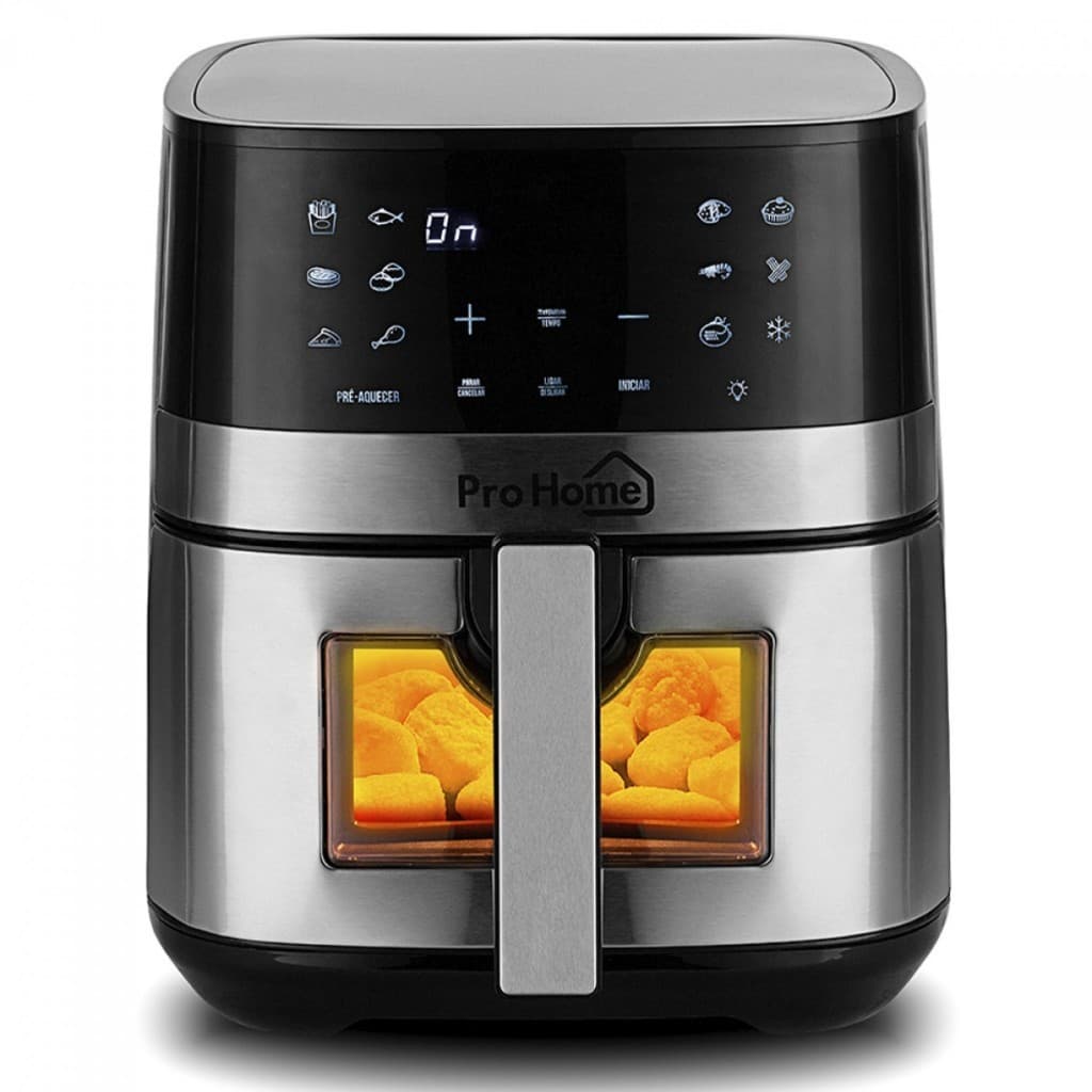Air Fryer Fritadeira Elétrica Pro Home Classic PRO 6,5L, Digital, Visor, Sem Óleo, Timer, nox, 110V