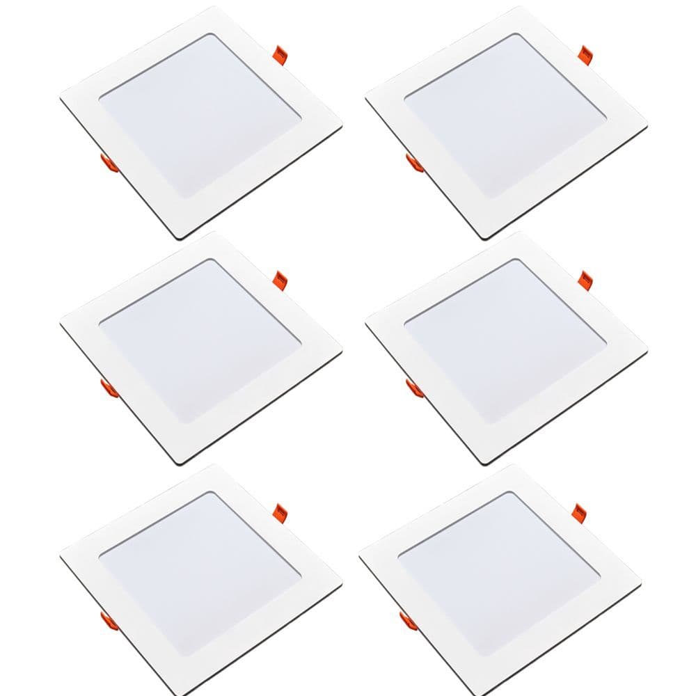 Kit 6 Painéis Plafon Quadrado Embutir 12W Luz Branca 6500K Luminária de Gesso Forro 127v 220v Avant