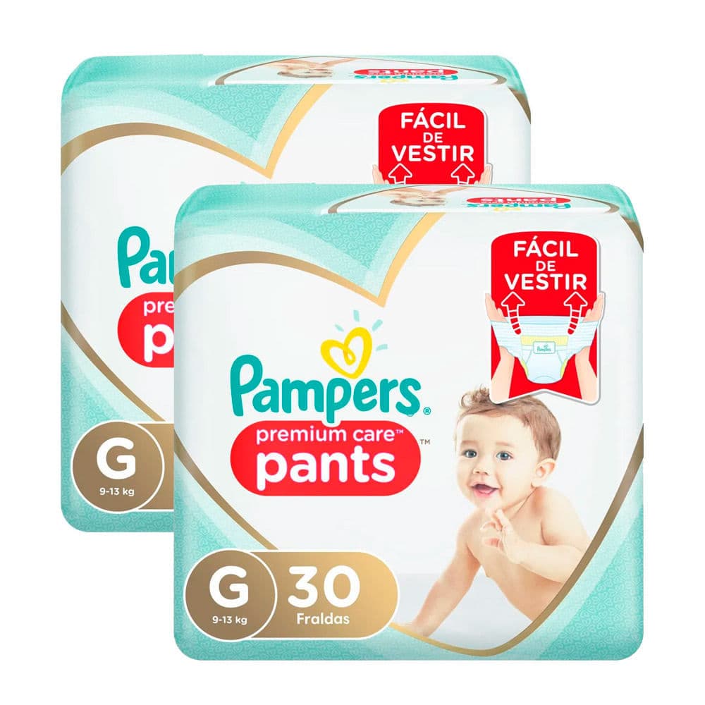 Kit 2 Fralda Infantil Pampers Premium Care Pants Tamanho G com 30 Unidades