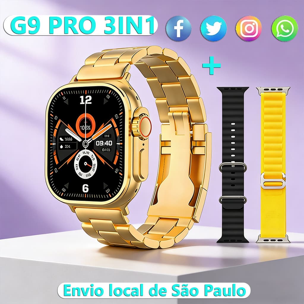 2026 G9 Ultra Smartwatch ouro relógio inteligente feminino homem impermeável sem fio teste de pressão arterial esporte