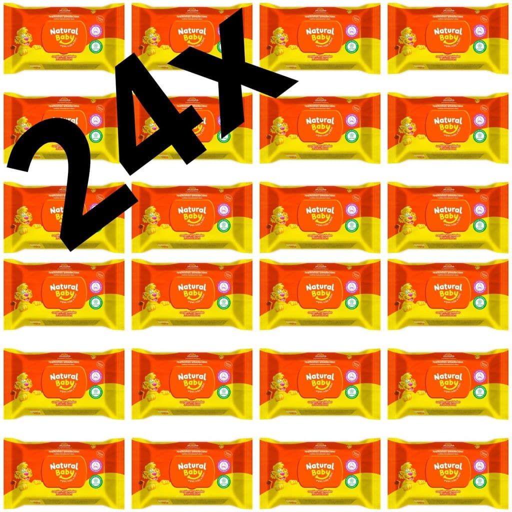 kit 24 pacotes de Toalhas Umedecidas Natural Baby 60 unidades