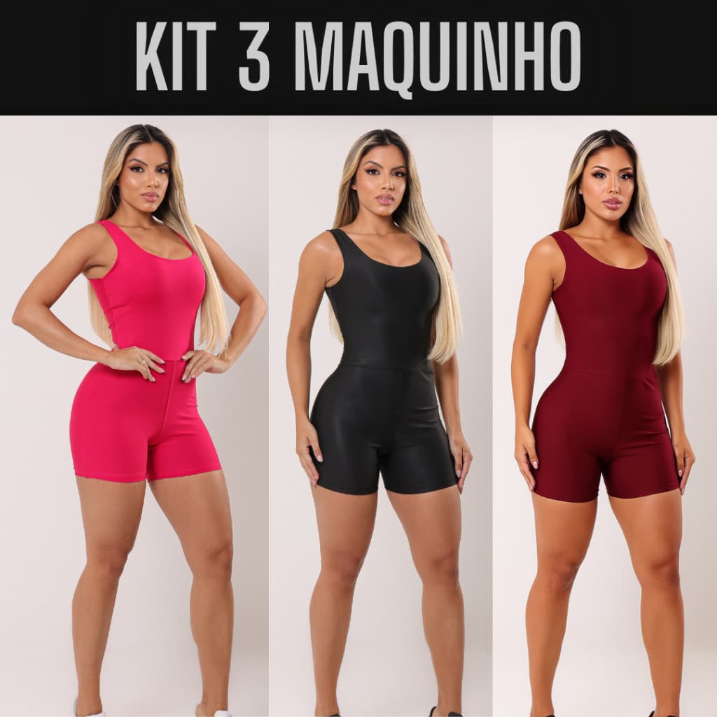 Kit 3 Macaquinho Feminino Fitness Treino Academia Musculação