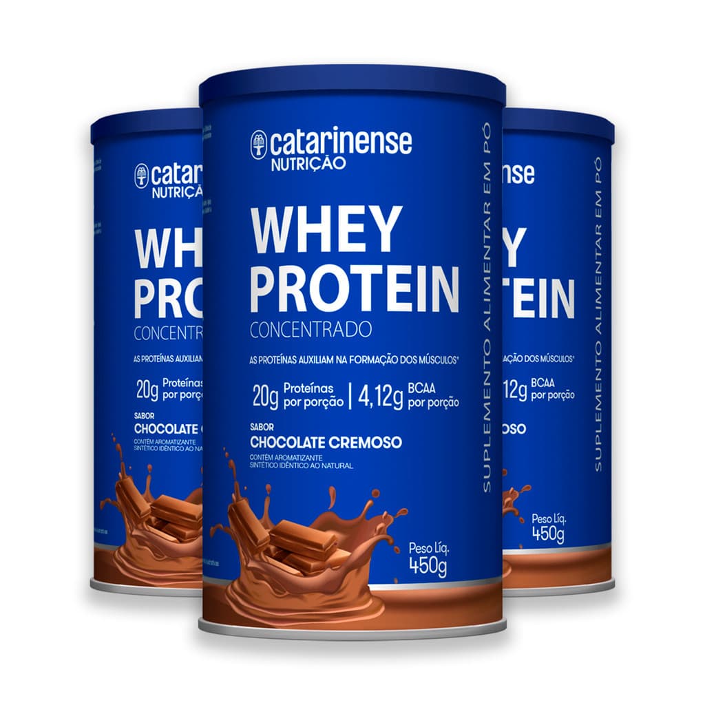 Kit 3 Whey Protein Concentrado Catarinense 450g Chocolate