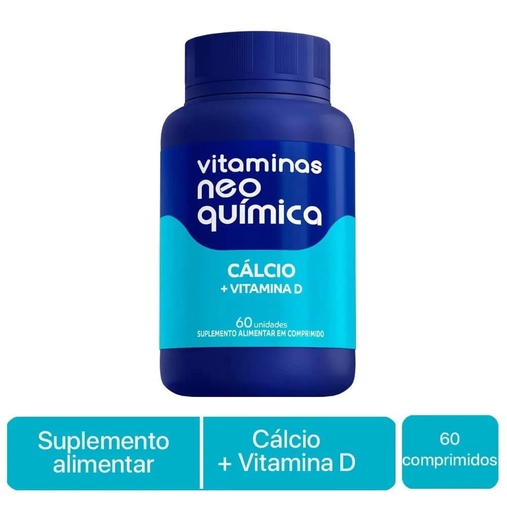 Vitaminas CALCIO + VITAMINA D com 60 Comprimidos.