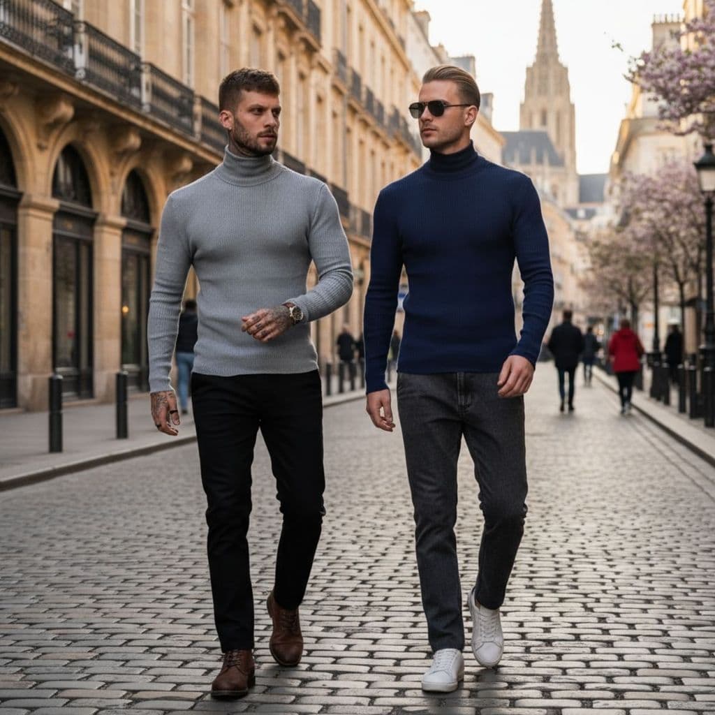Kit 2 Cacharrel Gola Alta Moda Masculina Blusa Tricot Casaco Trabalho Agasalhos Inverno Frio