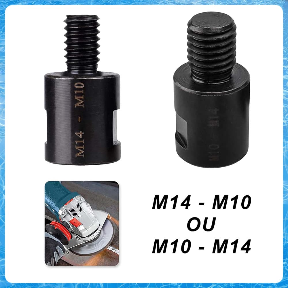 Adaptador de rosca M14-M10/M10-M14 - 4,2x2,2cm aço 45 - Adaptador de eixo para esmerilhadeiras angulares e lixadeiras
