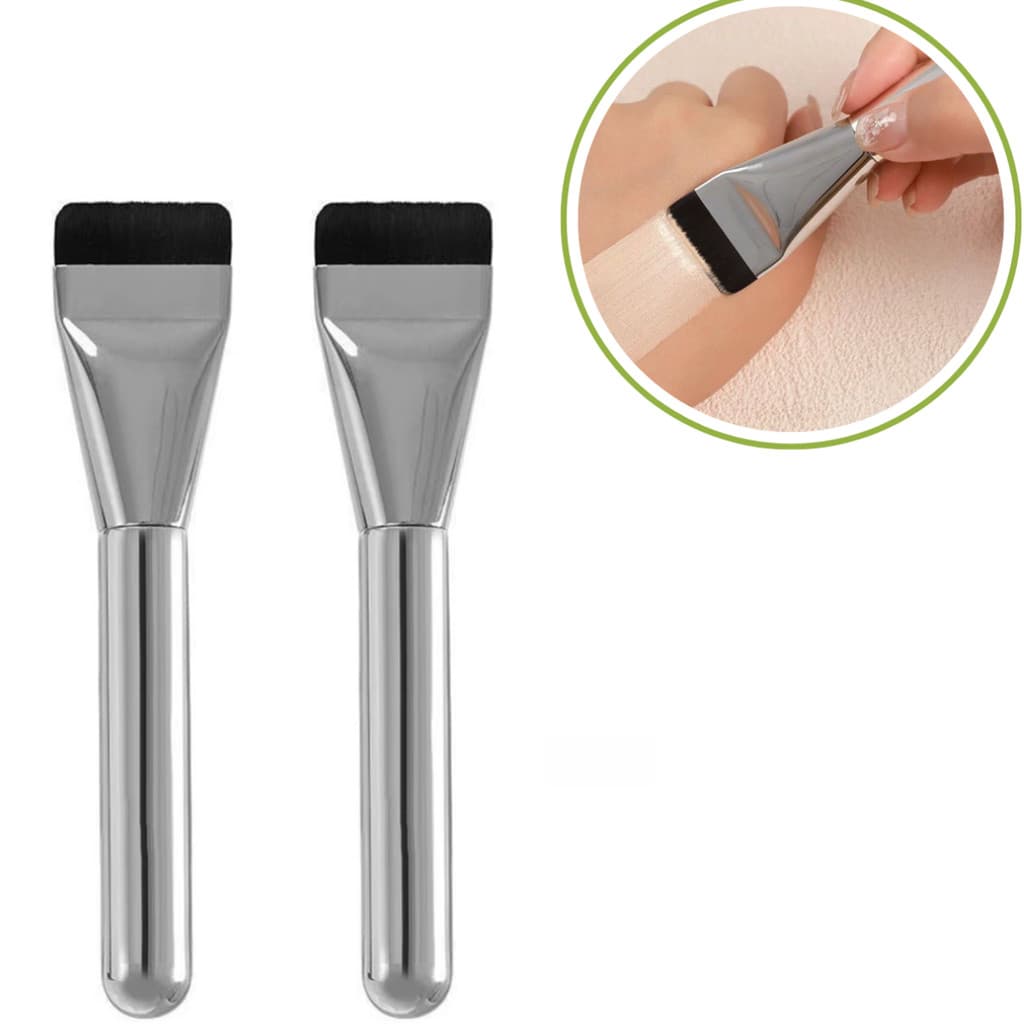 2 Pincel Cabeça Plana Base Liquida Corretivo Make Maquiagem 