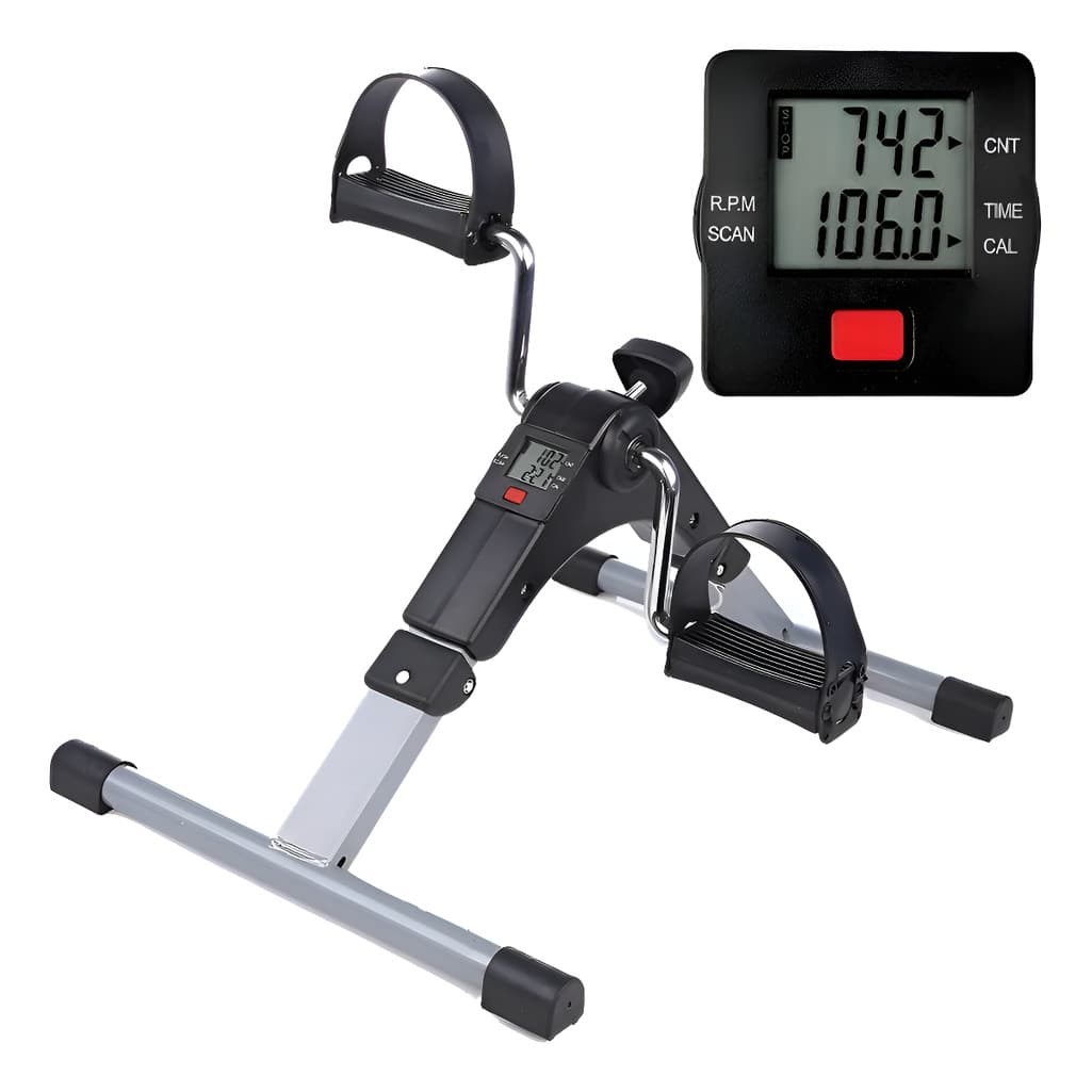 Mini Bike Ergométrica Cinza Visor Pedal Fisioterapia Idoso