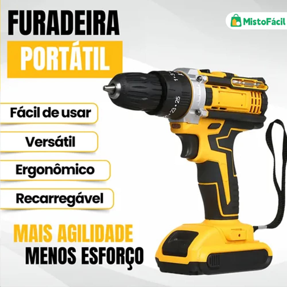 Furadeira-26V-1 Bateria Furadeira-26V-2 Bateria Básico Kit Parafusadeira Elétrica Sem Fio com Acessórios Profissional