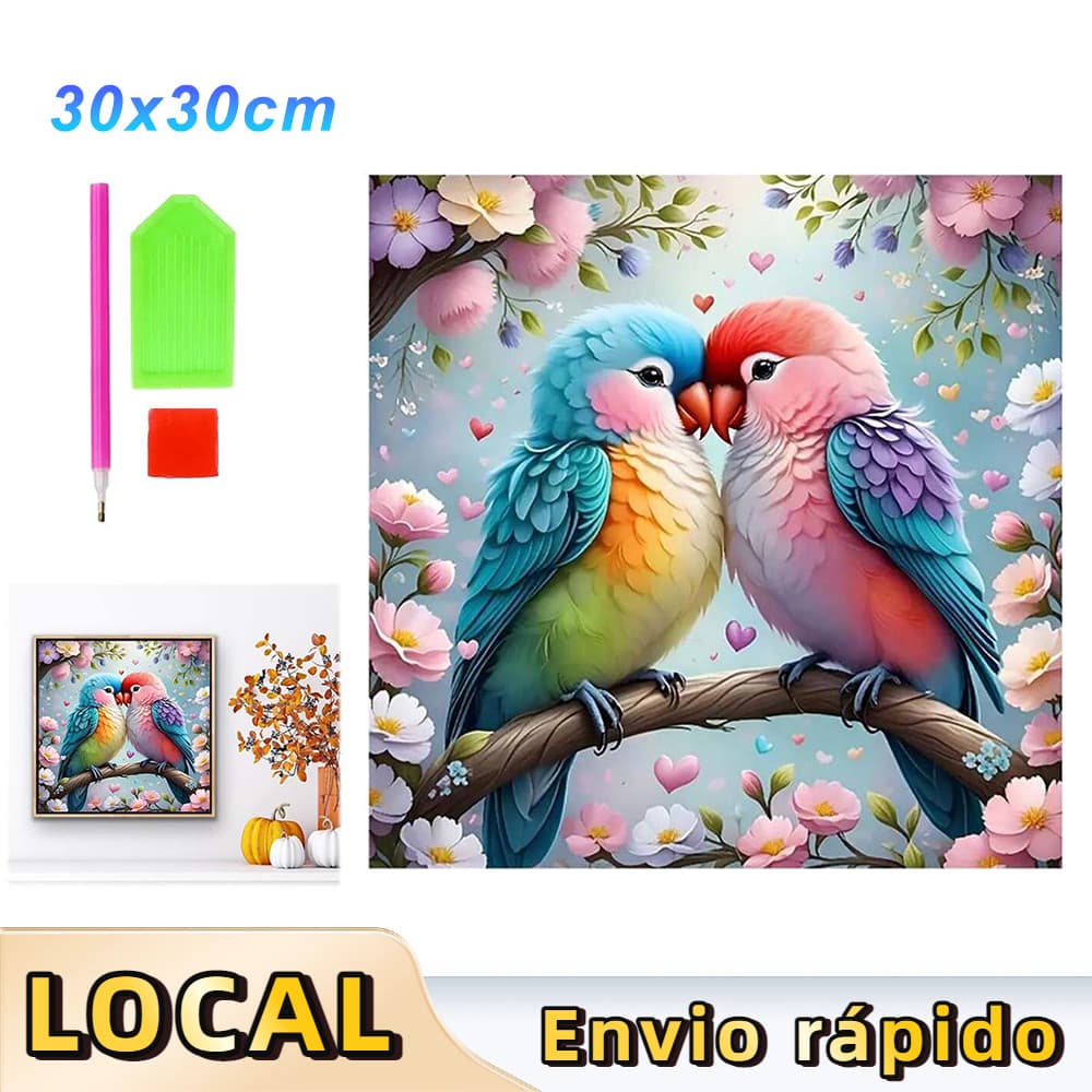 Pintura de Diamante 5D Tema Penas Coloridas 30x30cm – Kits para Adultos, Arte Terapêutica, Relaxante