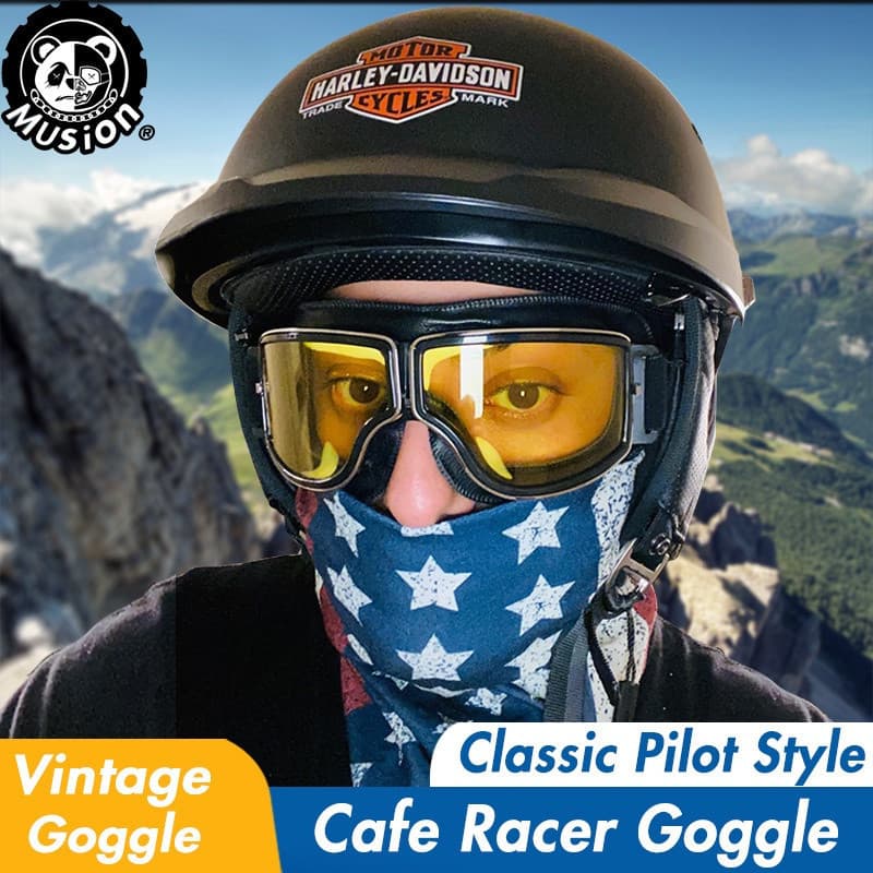 Óculos De Motocicleta De Couro Estilo Retro Cafe Racer Para Masculino E Mulheres/Pilotad/Scooter/ATV/Off-Road/Anti-Risco