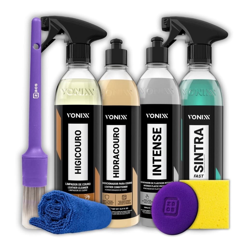 Kit Sintra Fast Apc Interior Intense Hidracouro Higicouro Limpa e Hidrata Couro Carro