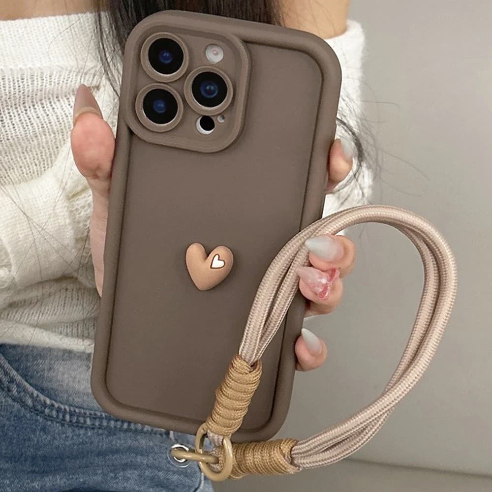 3D Amor Coração Cordão Corda Caso De Telefone Para Samsung Galaxy A07 A06 A14 A53 A32 A35 A13 A16 A54 A55 A56 Capa