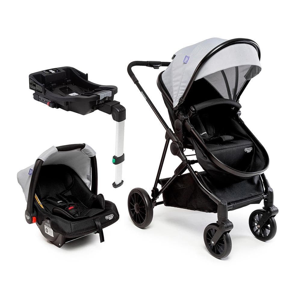 Carrinho de Bebê com Bebê Conforto e base Cosco Kids Lummy Travel System Cinza 0-22kg