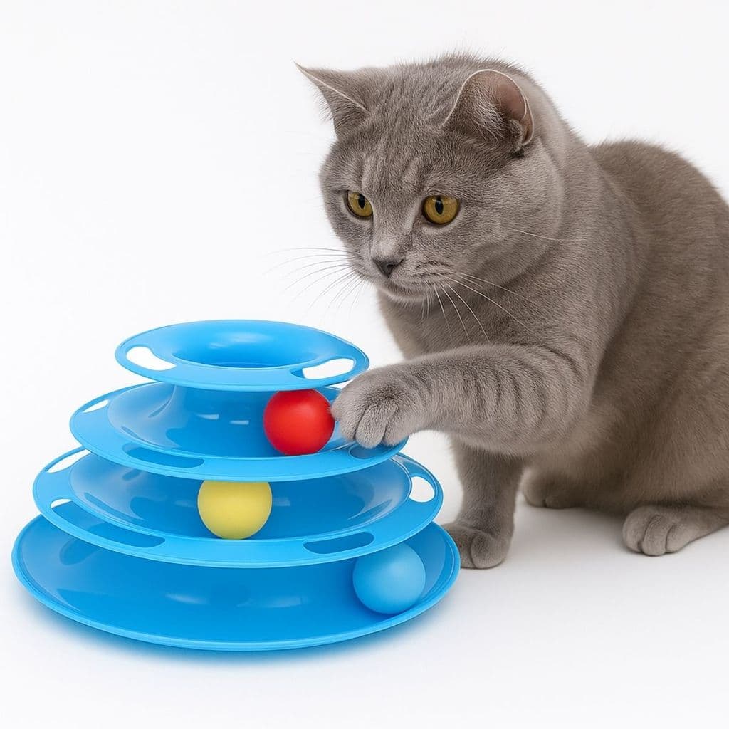 Torre de Bolinha Brinquedo Interativo para Gato Gatos Pet 3 Bola Níveis Divertido