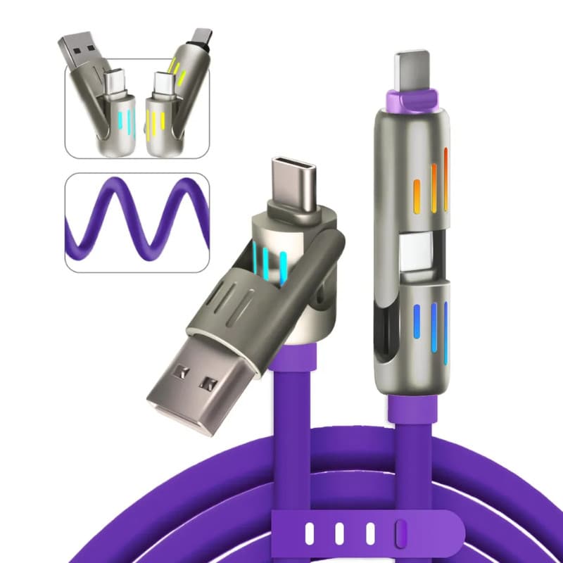 Cabo 4 em 1 Carregador Universal USB Tipo-C + Lightning Super Rápido