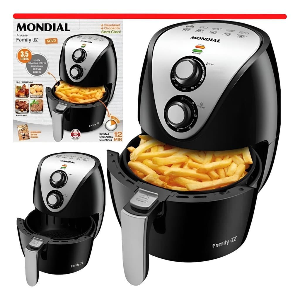 Fritadeira Elétrica Air Fryer Mondial Grande Sem Óleo 3.5l Promoção