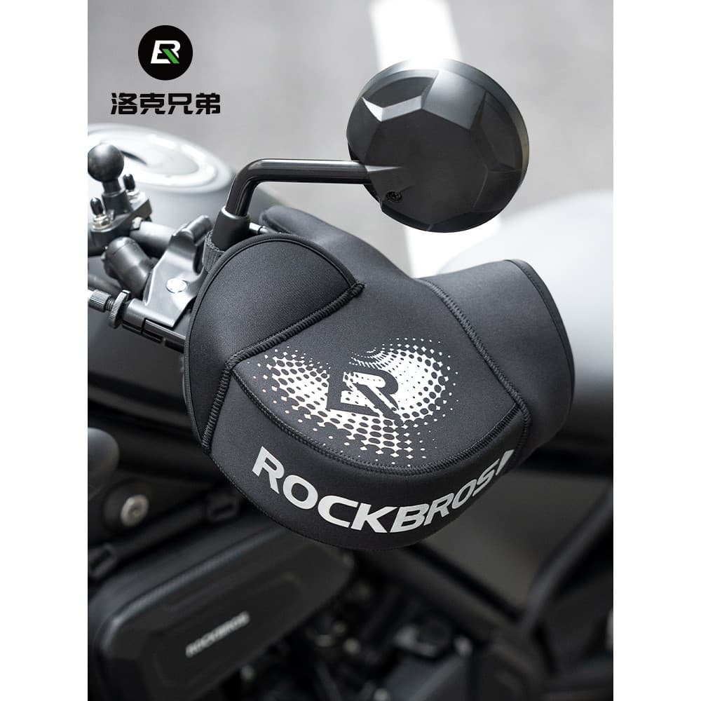 Rock irmãos inverno motocicleta luvas de proteção guiador elétrico capa mão abafado Universal à prova vento quente pilot