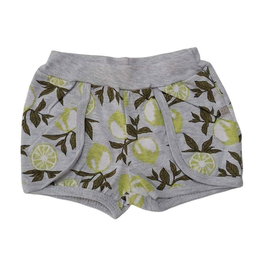Short Bebê Menina Cobre Fralda Cinza Limões - Have Fun