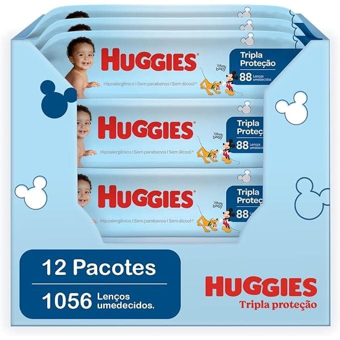 Caixa com 12 Lenços Umedecidos Huggies Tripla Proteção Higiene Diária no Atacado