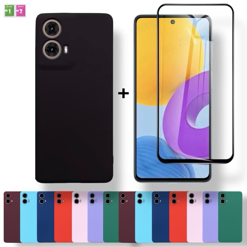 Kit Capinha + Película Moto G35 Capa Aveludada Anti Impacto Motorola Proteção Premium