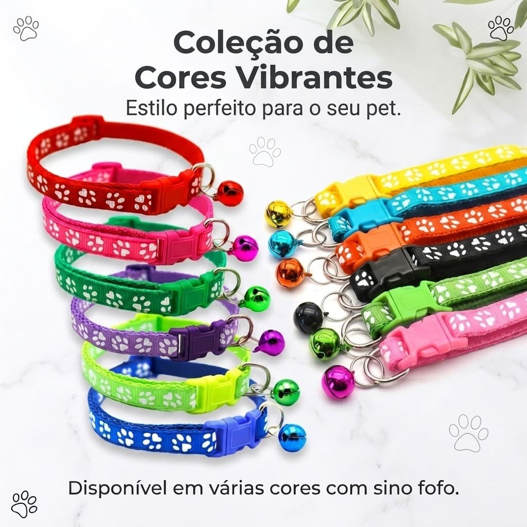 Coleira para pets coloridos e fofos! coleira e guia com sino, vários cores