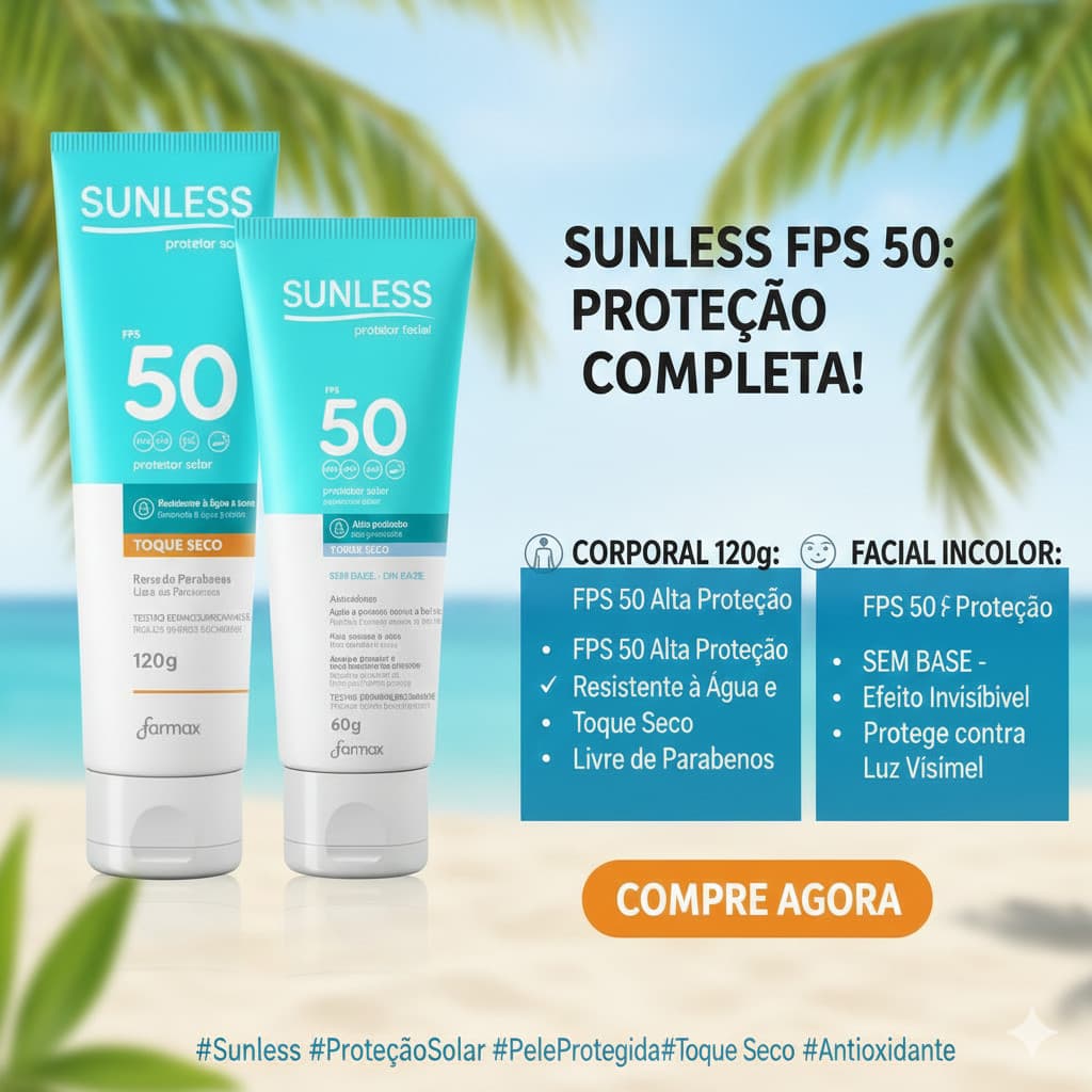 Kit Protetor Solar Corporal FPS 50 120g + Protetor Solar Facial FPS 50 60g Incolor