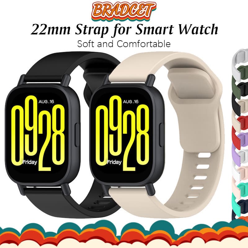 Pulseira Strap De Silicone 22mm Para Relógios Smartwatch Redmi Watch 5 Active/5 Lite/SamsungHuawei/Garmin/Amazfit/Xiaomi