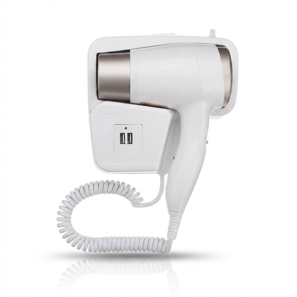 Secador De Cabelo De Parede Profissional 1300W Fixo Para Banheiro Hotel Pousada E Academia Comercial