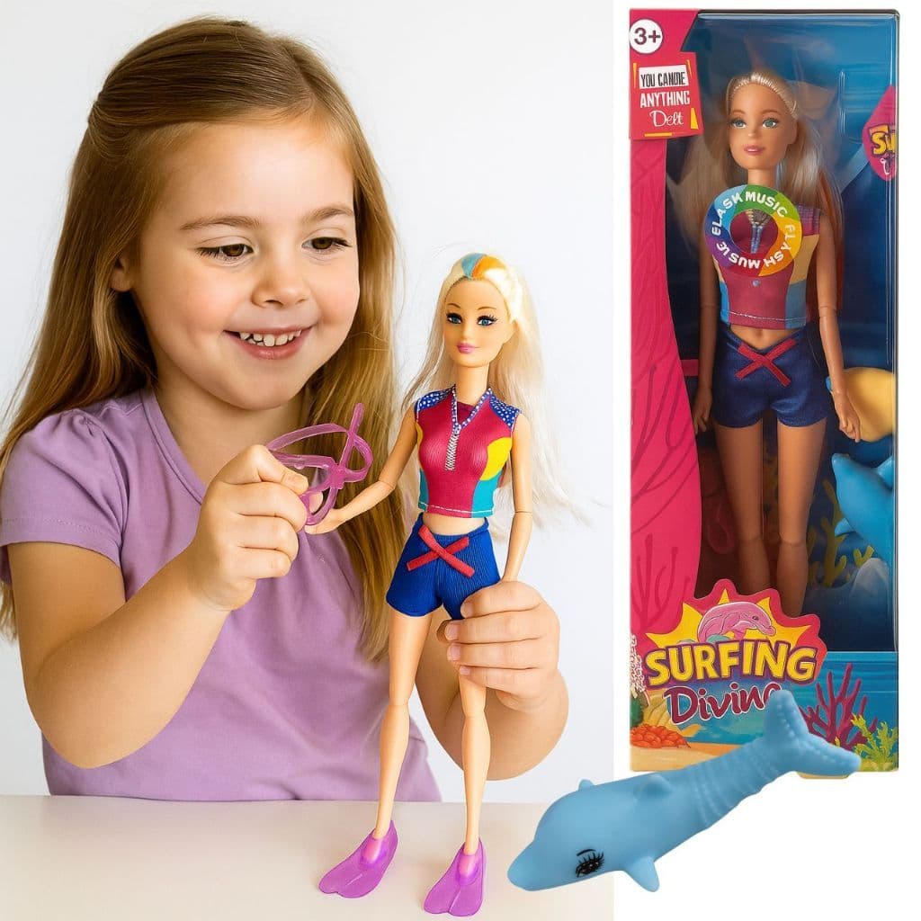 kit Brinquedo Boneca De Surf Articulada  Namorada do ken + Acessorios - Presente P/ Meninas