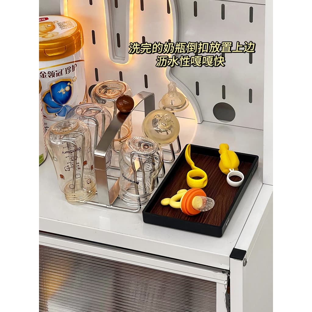 Rack de drenagem de garrafa de bebê em aço inoxidável, mesa de alimentação, copo de água para bebê, chupeta de bebê, rac