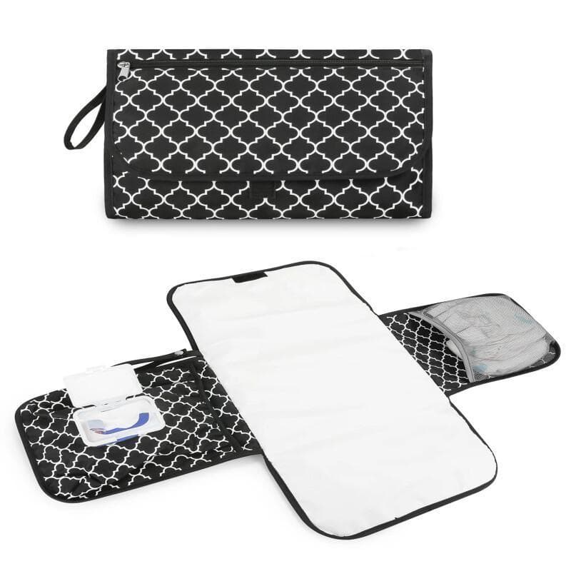 Muda-fraldas portátil com bolso para lenços umedecidos, muda-fraldas portátil para menina e menino recém-nascidos, muda-