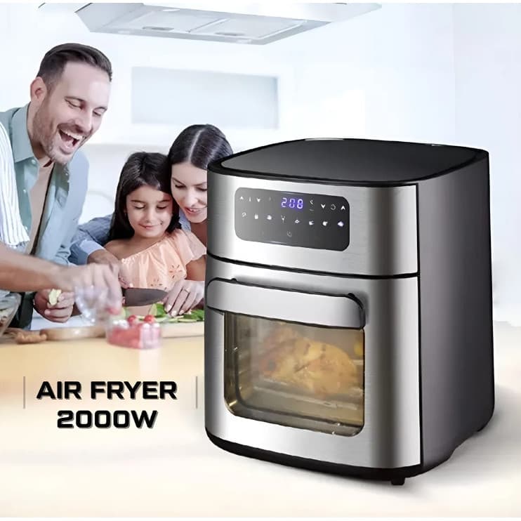 Fritadeira Air Fryer 12L 2000w Antiaderente Painel Digital Aço Inox 110V e 220v - Envio Rápido