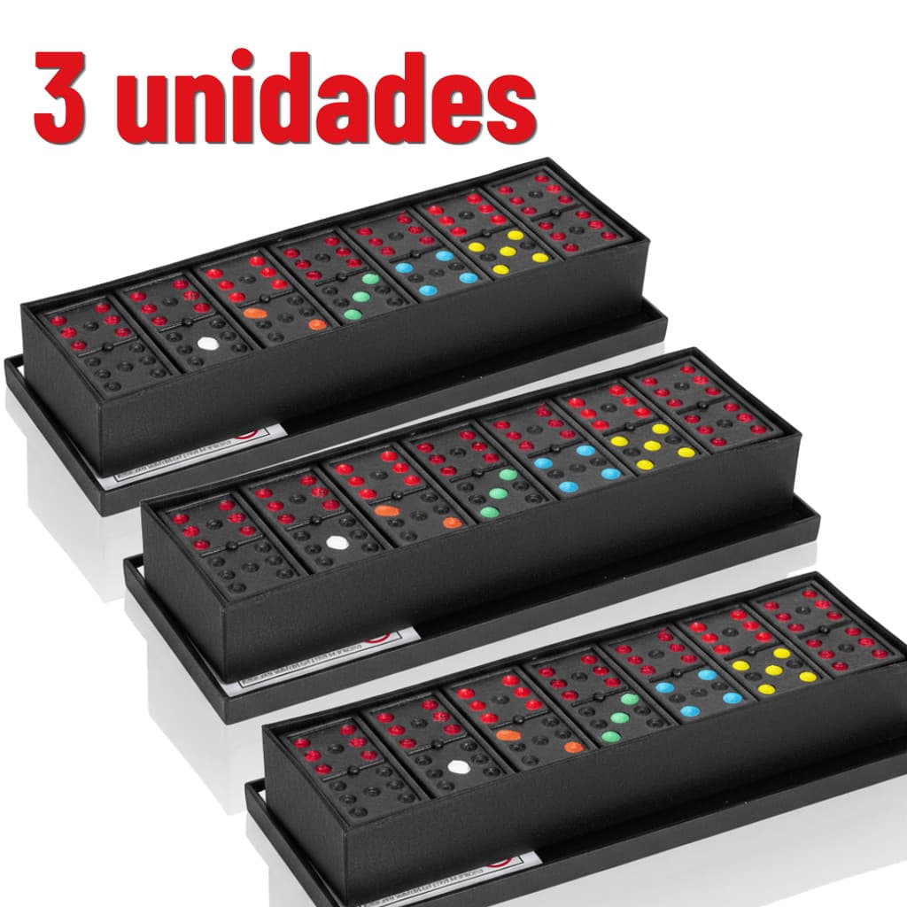 Kit 3 Jogo Dominó Plástico C/ Estojo 28 Peças jogo para Familia Tabuleiro Prenda Festa Junina Natal