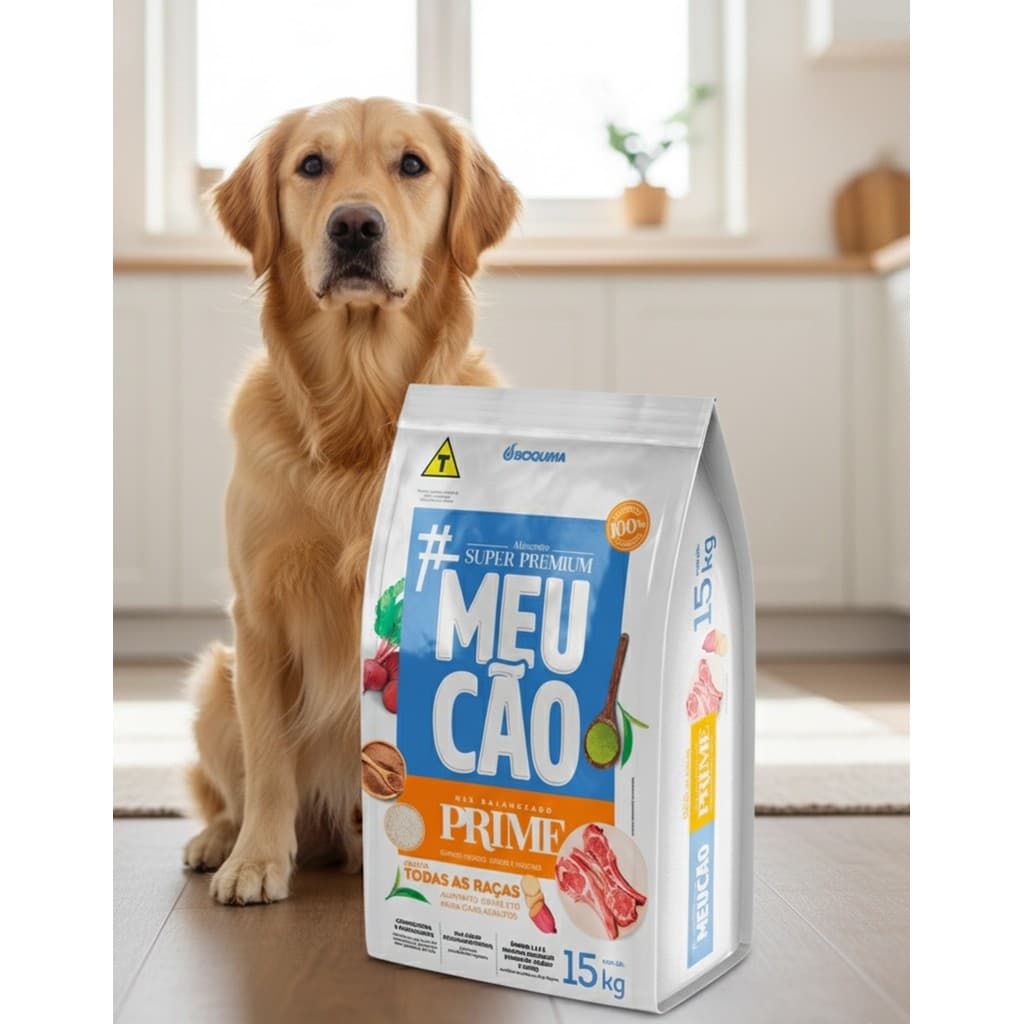 Ração Cachorro Todas Raças Adulto Grande Meu Cão Super Premium Carne 15kg Ômega 3 Yucca