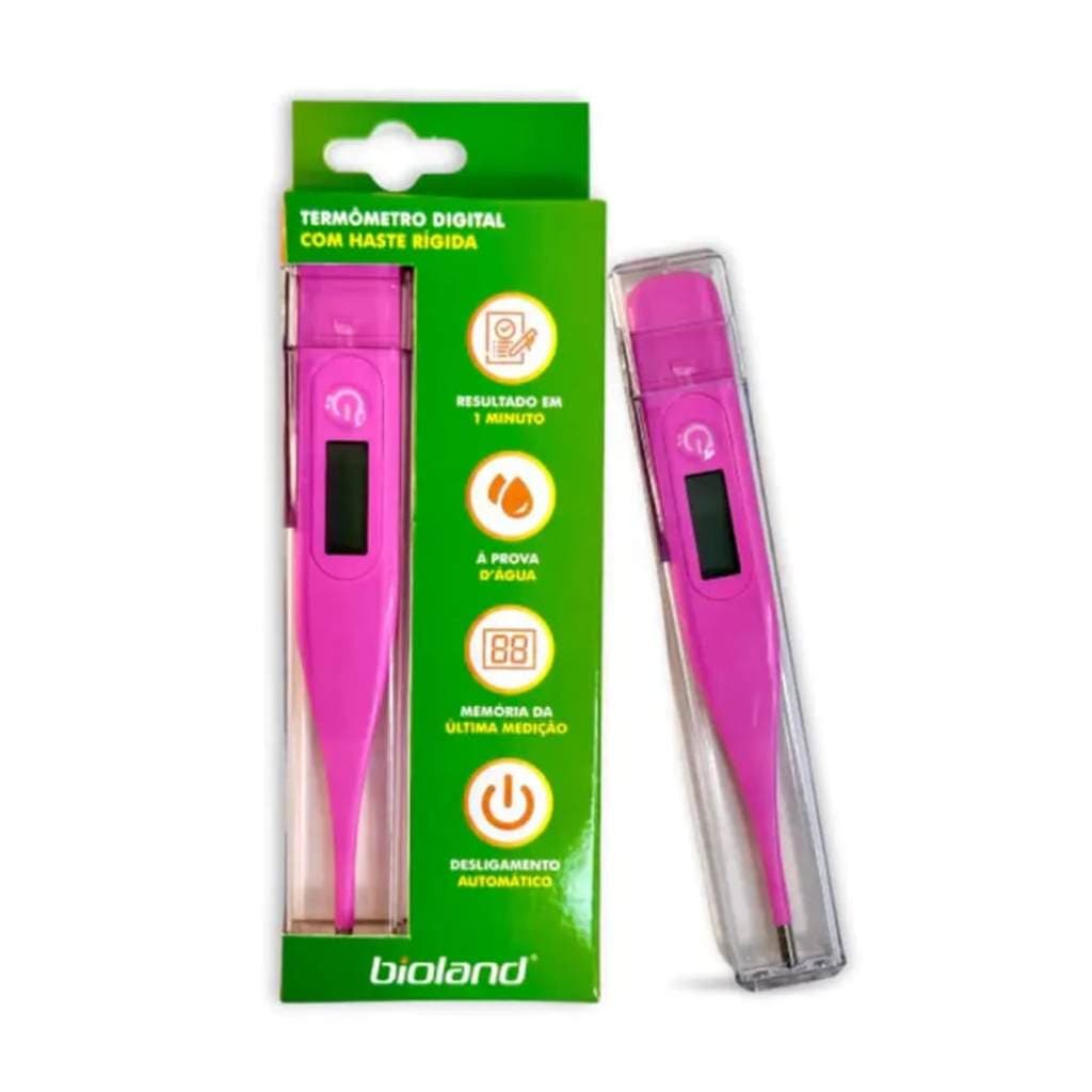 Termômetro Clínico Digital Haste Rígida Mod KFT-01 Bioland Rosa