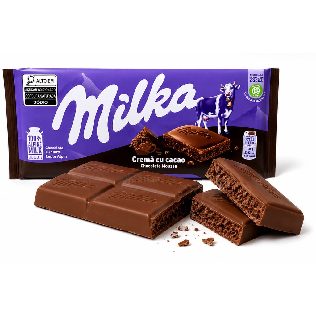 Barra de Chocolate Milka Dessert Chocolate Mousse Importado 100g Recheado Cremoso