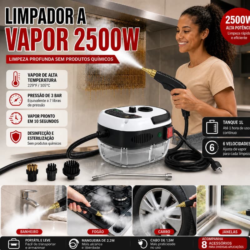 Limpador A Vapor 2500w Portátil Vaporizador Para Case Com Cabeças 110V 220V Limpeza Pressurizada